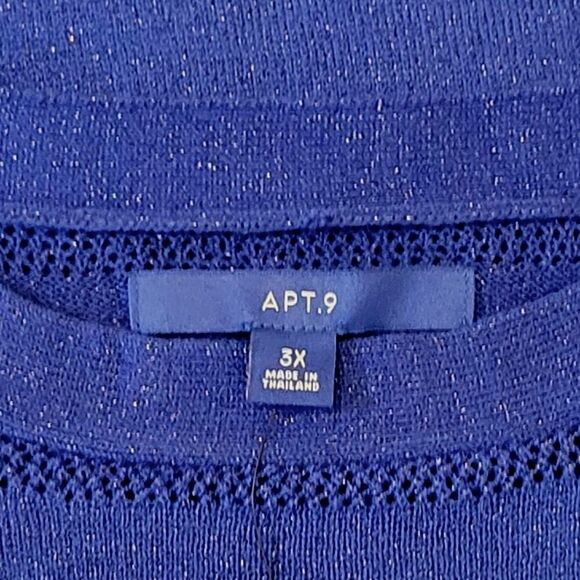 APT.9 Royal Blue Silver Metallic Sparkle Boatneck Long Sleeve Sweater Size 3X - Picture 6 of 10